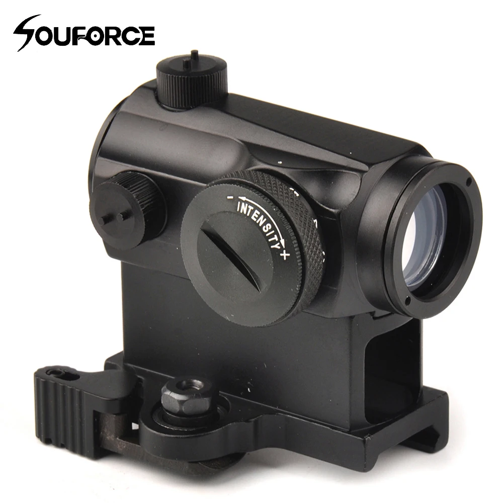 melhor Tactical Mini 1X24 Rifescope Sniper Sight Iluminado Red Green Dot Sight Com Quick Release Red Dot Scope Mount para a Caça