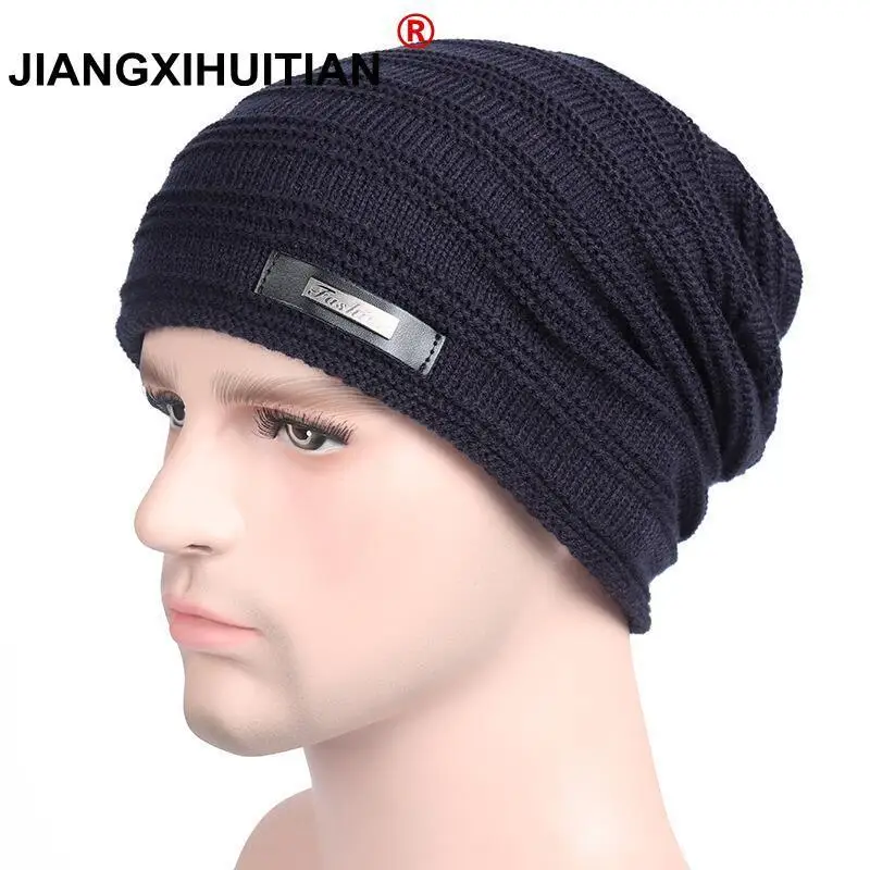 Фирменные вязаные зимние головные уборы для мужчин и женщин, Мужская зимняя шапка, шапка s Bonnet, уличная Лыжная спортивная теплая мешковатая шапка