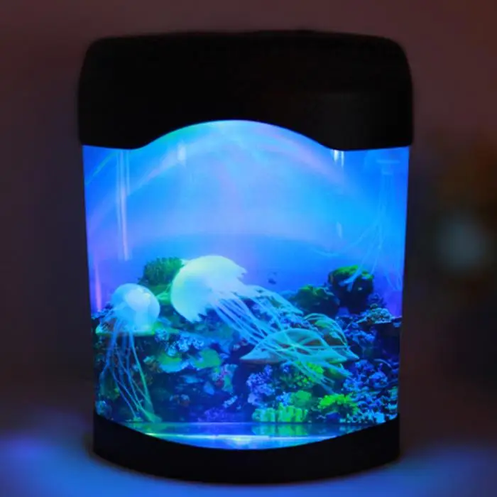 Aquarium Night Light Lamp LED Light Artificial Seajelly Tank Swimming Mood Lamp for Home Desk Decor Store