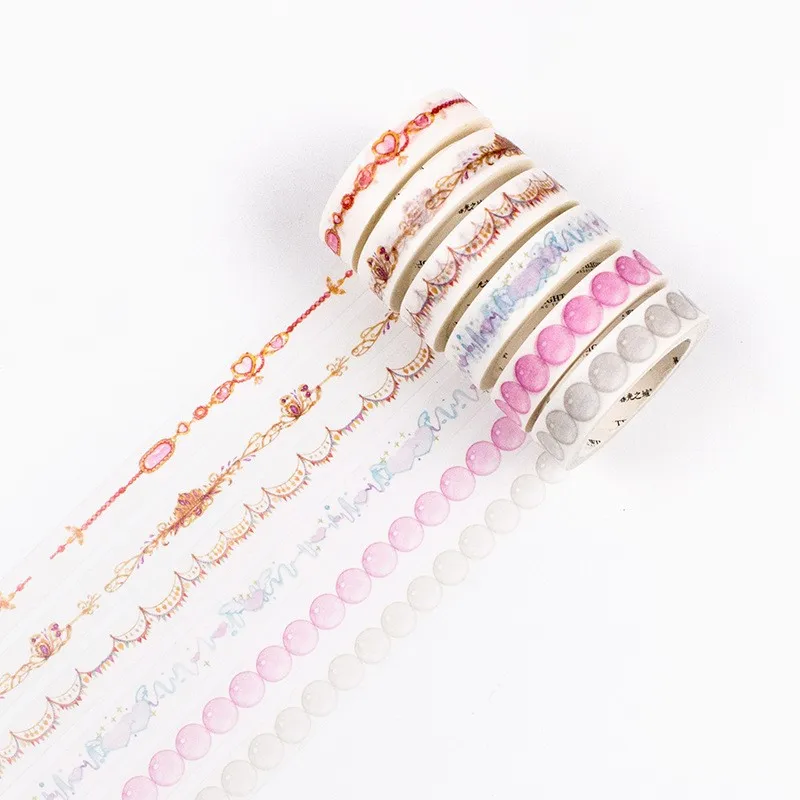 

10mm x 8m Cute Pearl Jewel Sticky Paper Decoration Self Adhesive Tape Masking Washi Tape Diy Scrapbooking Tape Kawaii Sationery