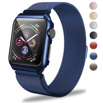 

Milanese Loop Replacement Band Metal Protective Case for Apple Watch Band Series 4 40mm 44mm iWatch Strap Series 3/2/1 38mm 42mm