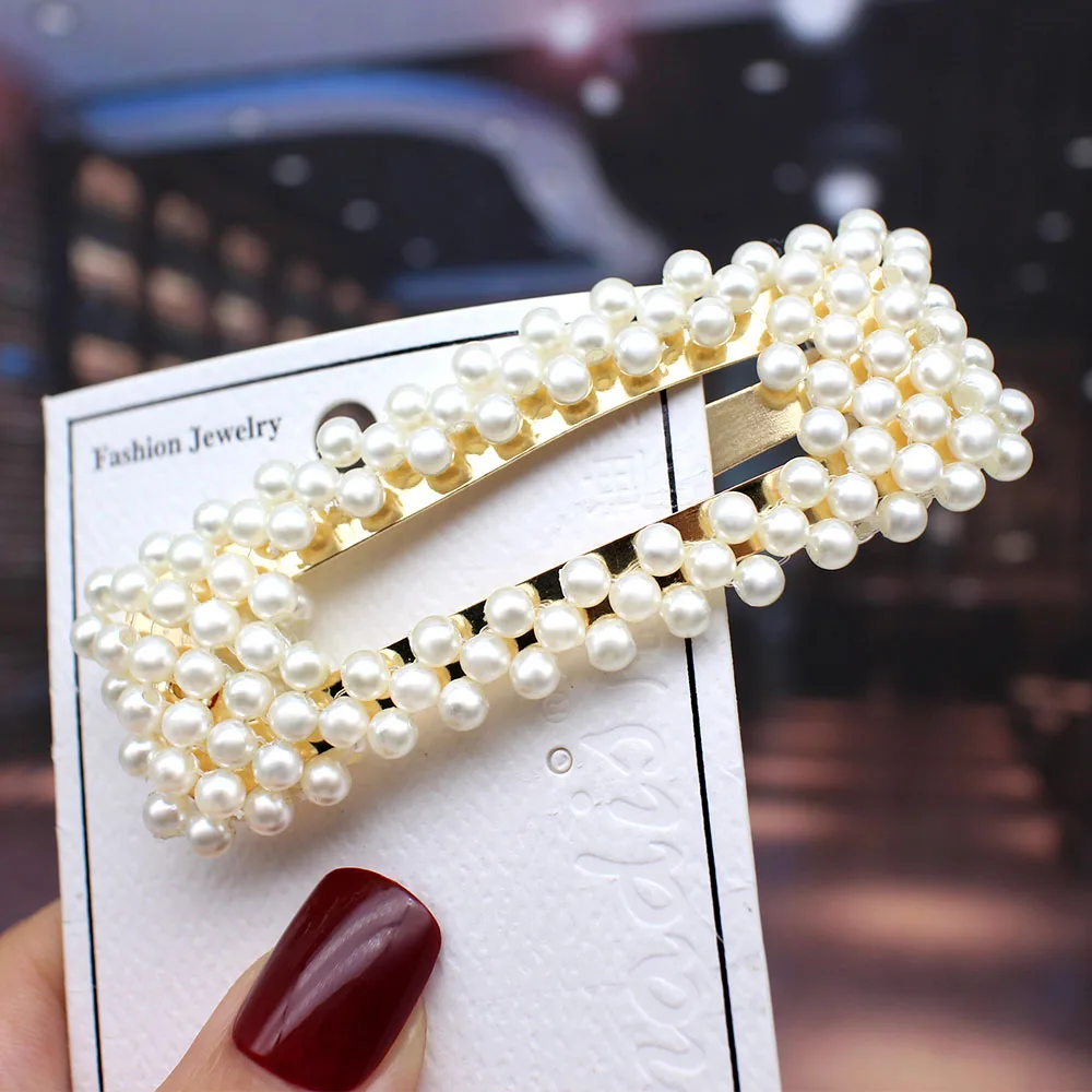 No 2 Модные женские аксессуары для волос, заколка для волос с жемчугом, металлический геометрический сплав, заколка для волос, заколка для волос, заколка для девочек - Цвет: No 2