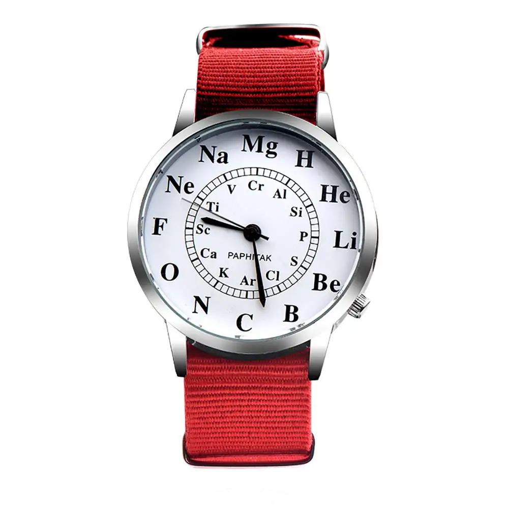 

Women Chemical Element Round Dial Nylon Strap Watch Analog Quartz Wristwatch Gift