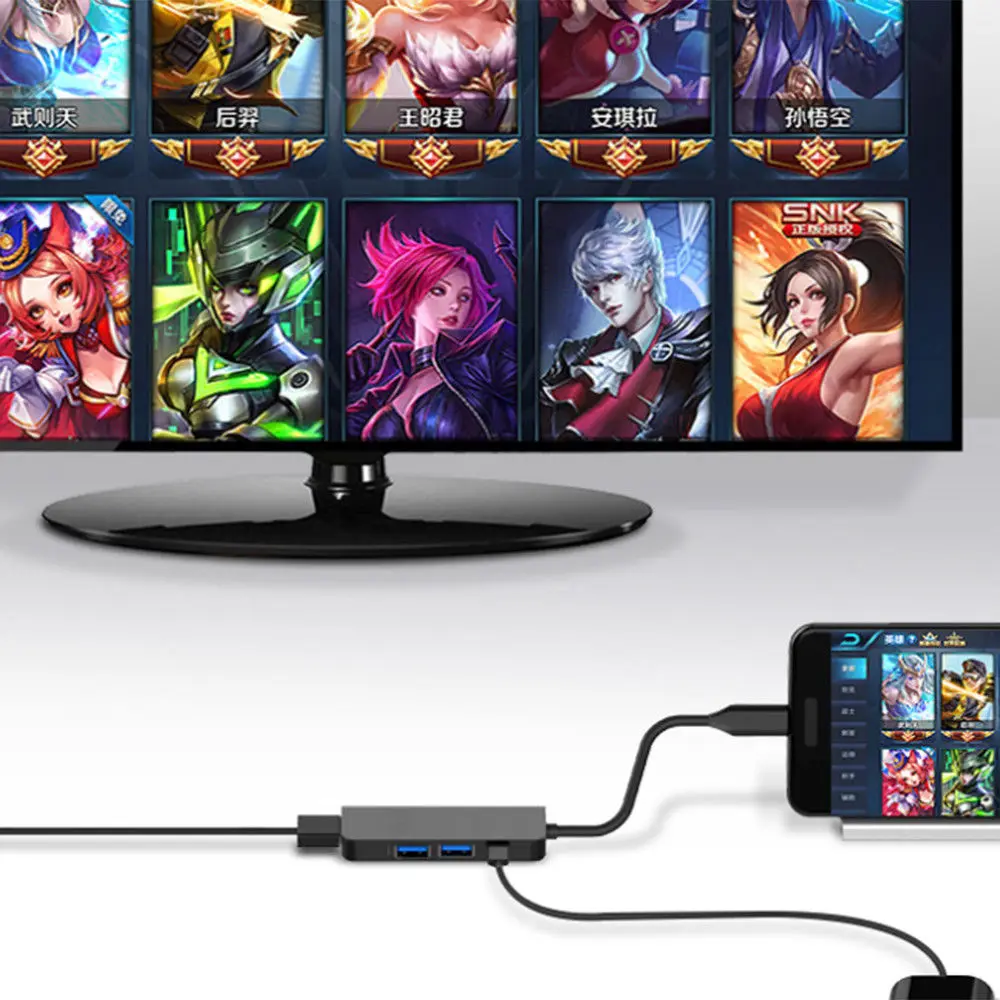 Многофункциональные 4 в 1 цифровые кабели типа C к HDMI K 2 USB 3 0 и зарядка PD порт