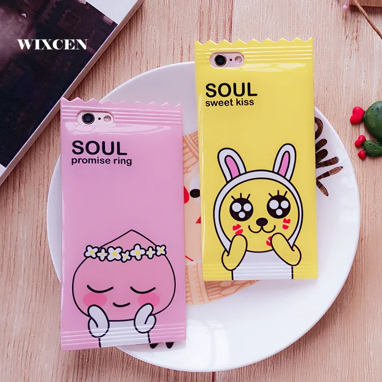 

Wixcen Korea lovely Cartoon Rabbit Case for Iphone 8 8p6 6s 6plus 7 7plus case Animal Candy Tpu Silicone phone Case cover strap