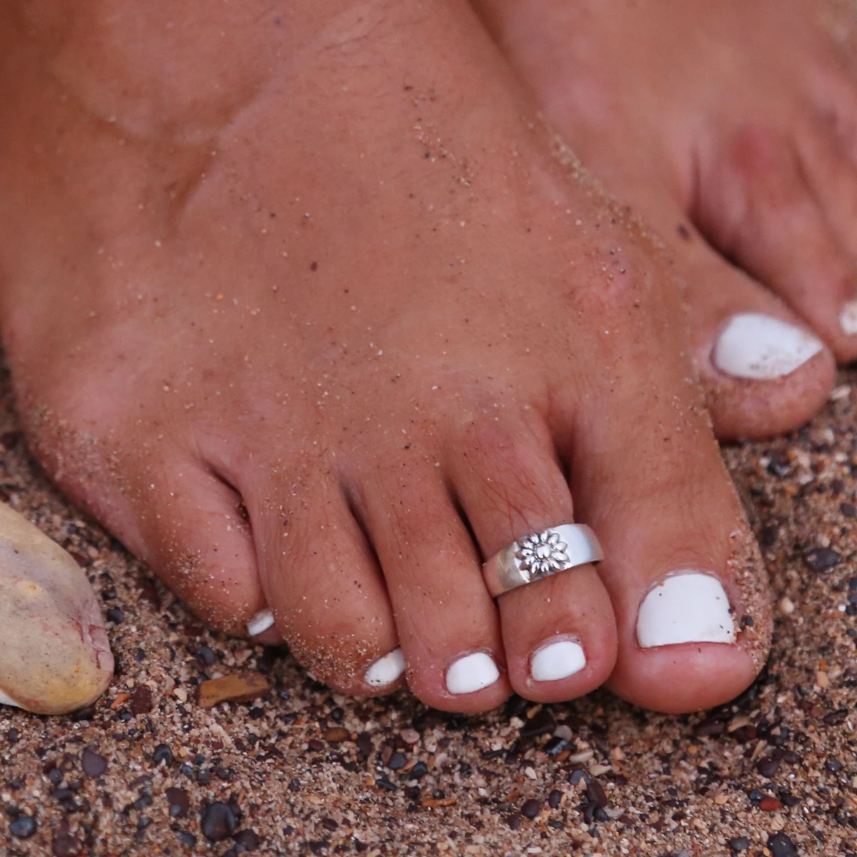 Sexy Women Lady Elegant Adjustable Antique Plated Silver Metal Open Toe Ring Finger Ring Foot Ring Beach Jewelry
