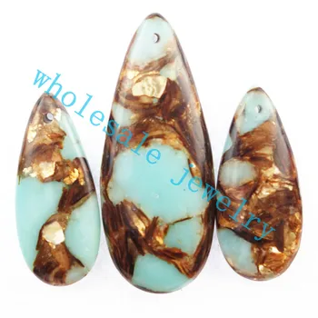

(3pieces/lot) Gold Copper Bornite stone Pendant Bead set DSC1449