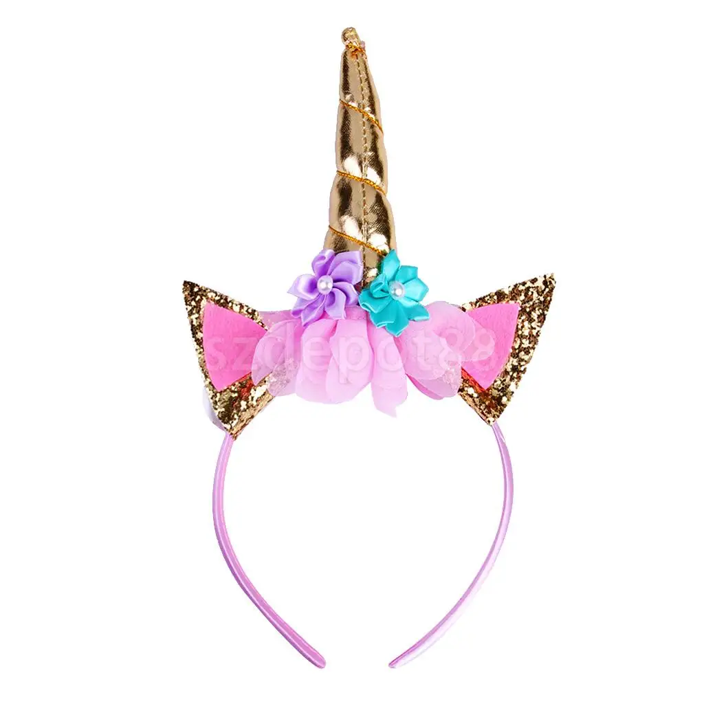Children Kids Unicorn Horn Cat Ear Hair Hoop Xmas Birthday Party Headband Magic Decor