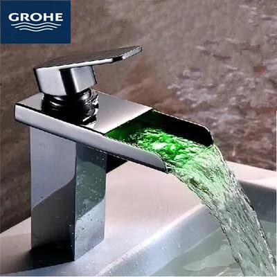 Grohe Grohe Full Copper And Led Waterfall Faucet Lavatory Basin