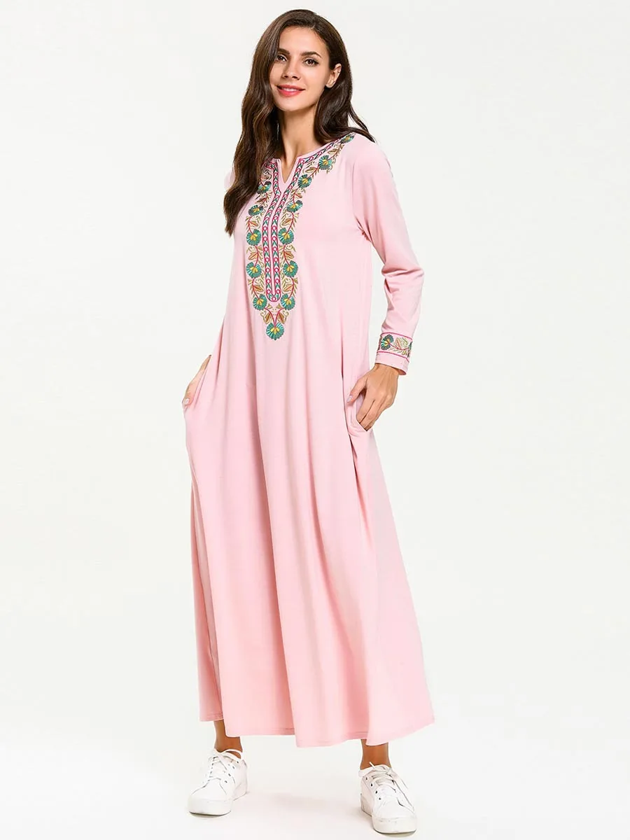 Мусульманский Арабский исламский Дубай Кафтан абайя марокканский кафтан Ближний Восток Марокко индонезийское платье негабаритных Повседневное платье Дубай
