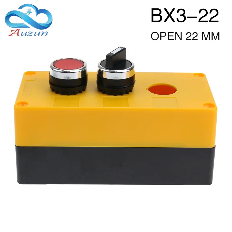 BX3-22 switch control три отверстия кнопки коробка аварийный выключатель водонепроницаемый бокс блок управления три открытых отверстия 22 мм