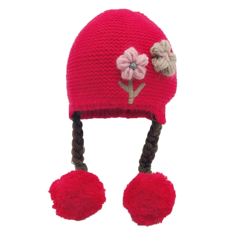 Newborn Baby Toddler Knit Hat Flower Baby Cap Infant Girls Bonnet Cute Hats Soft Cotton Newborn Baby Photo Props 6-24M