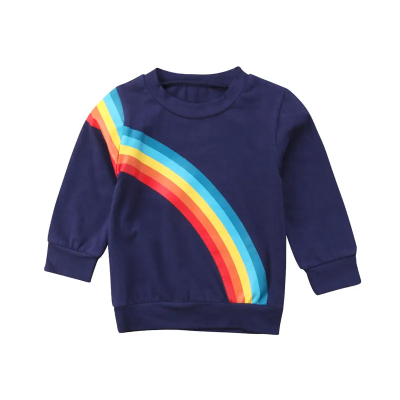 Осенние Семейные комплекты; хлопковые футболки с длинными рукавами для мамы и дочки; Повседневная футболка с длинными рукавами с радугой