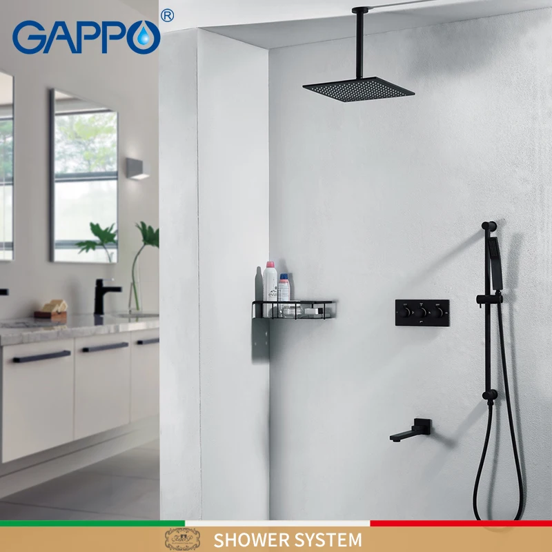 

GAPPO Shower faucets black waterfall shower faucet sets wall mounted rainfall shower mixer faucet mixer bathtub Faucets