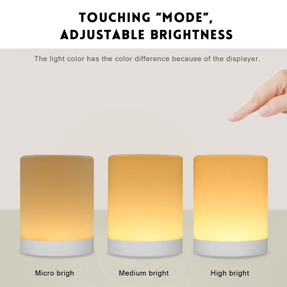  Rechargeable Smart LED Touch Control Night Light Induction Dimmer Intelligent Bedside Portable Lamp - 33004600445