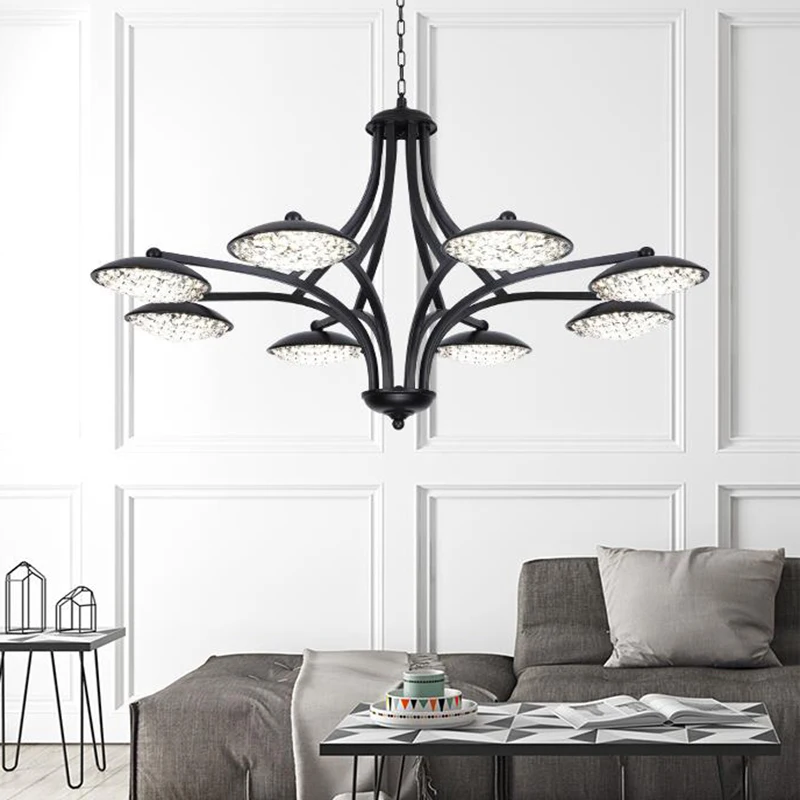 

Contemporary LED crystal Chandelier lights Nordic iron droplights minimalist living room dinning room crystal Chandelier lamps
