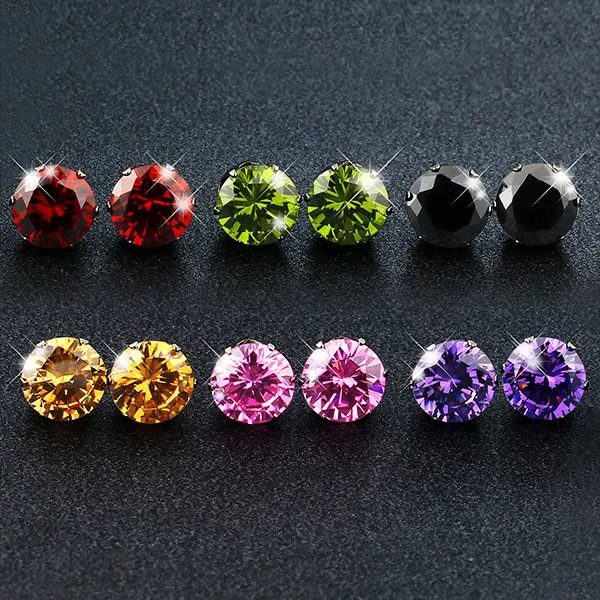 

Summer Simple Anti-Allergic 925 Sterling Silver Stud Earrings Jewelry Cubic Zirconia Stone Crystal Brincos For Girls Women