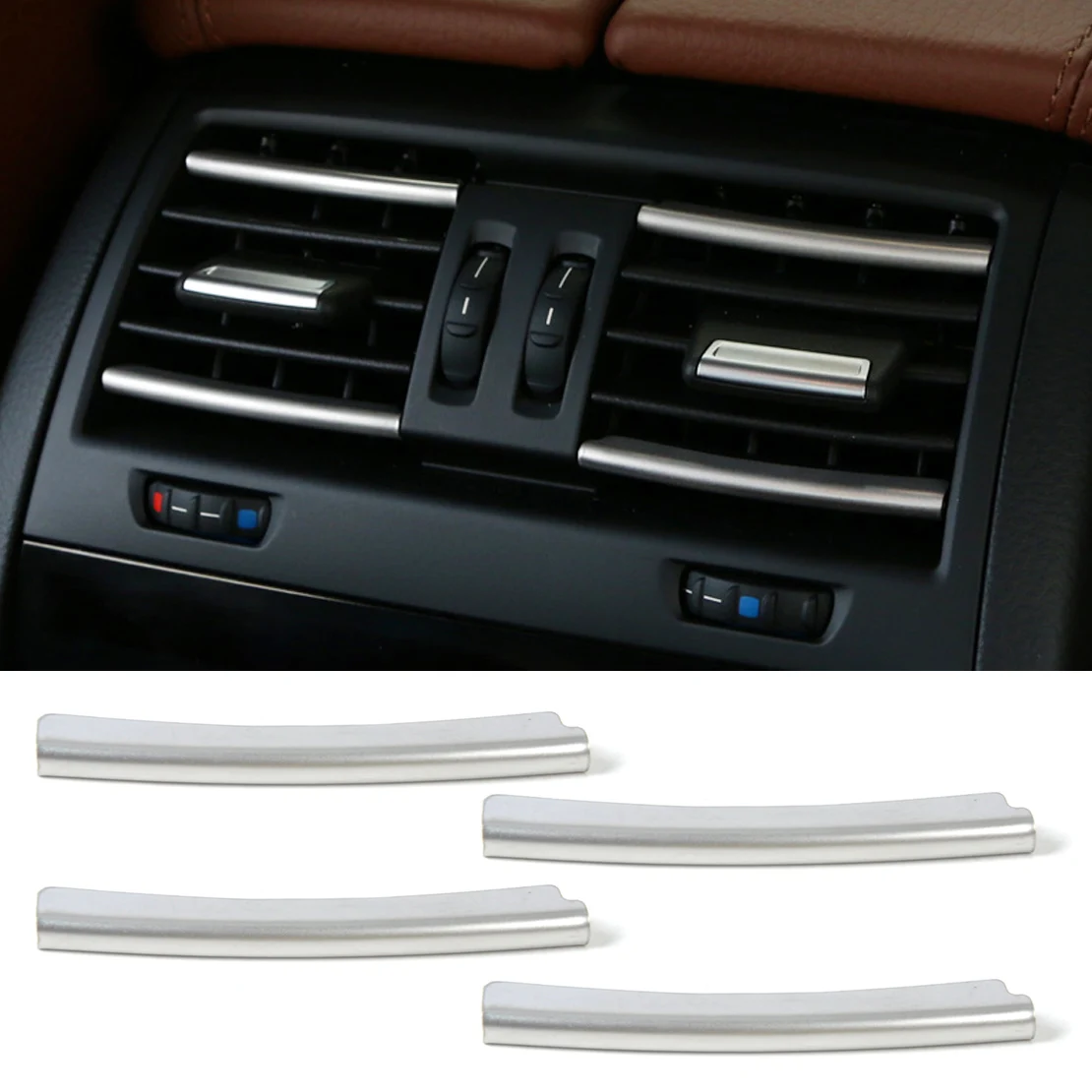 DWCX car styling Rear Air Condition Vent Outlet Grille Cover Trim Strip For BMW 5 Series