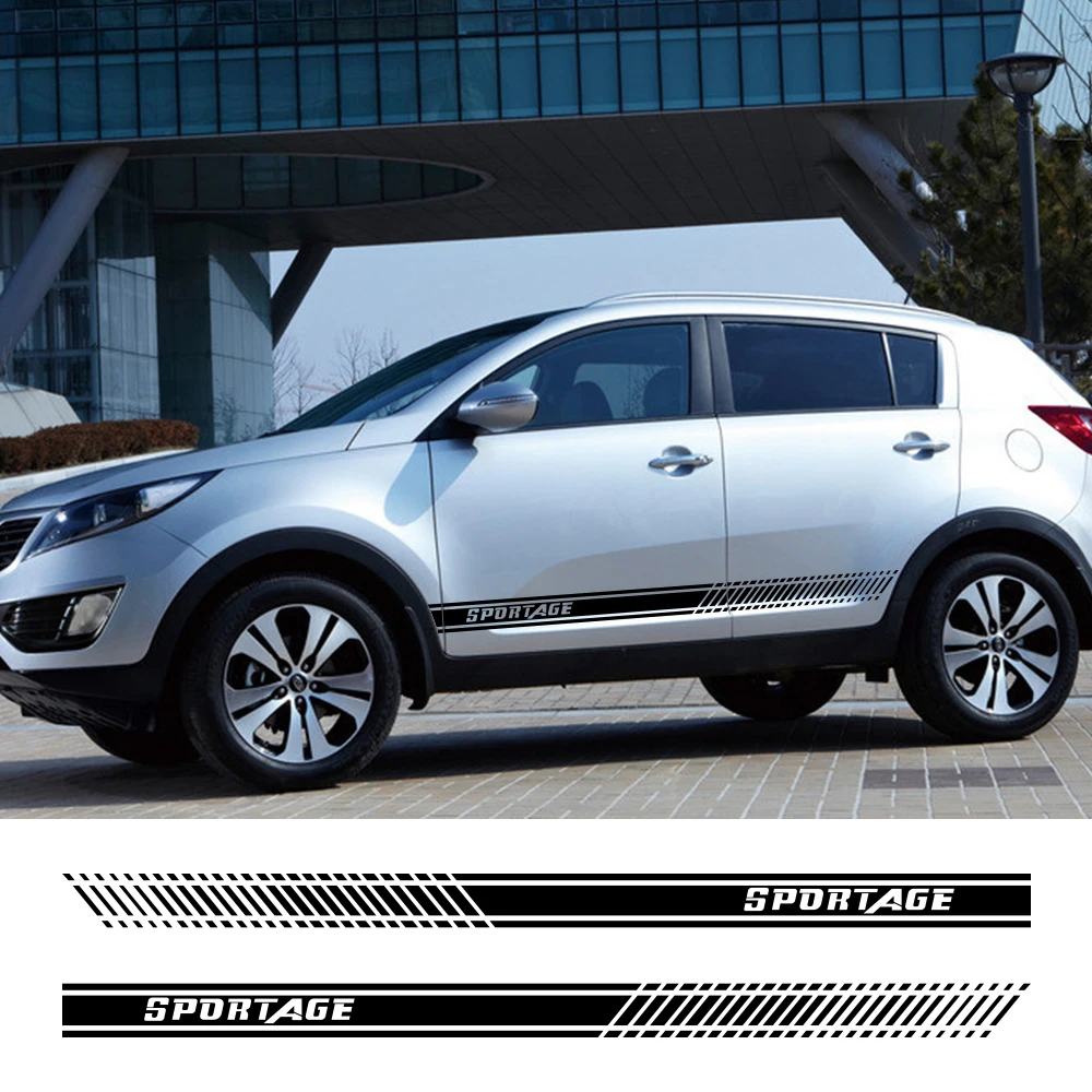 

2PCS Car Stickers Auto Body Decor Decals For Kia Sportage 3 4 QL Racing Car Door Side Skirt Decor Stripes Stickers Accessories