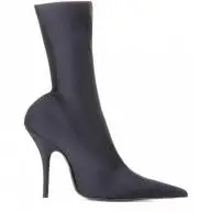 ARQA/ г., самые модные женские ботильоны из шелкового стрейчевого материала атласные эластичные сапоги до колена на высоком каблуке - Цвет: Черный