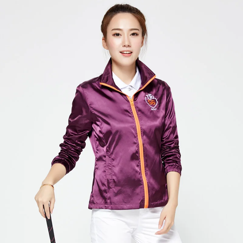 Autumn Winter Golf Jacket For Women Sports Stand Collar Windbreaker Jacket Ladies Long Sleeve Breathable Golf Clothing Top D0689