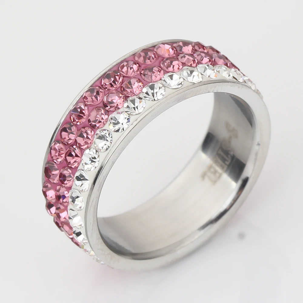 Christmas gift Czech crystal rings for women and girl stainless steel ring accessories jewelry