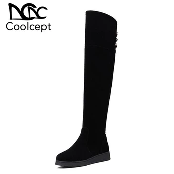 

CoolCept Size 34-43 Women Over Knee Flats Boots Warm Fur Zipper Boots Snow Boots Cold Winter Botas Warm Boots Women Footwears