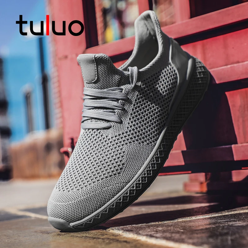 

TULUO 2019 New Man's Running Shoes Athletic High Quality Men Sneakers Lace Up Gym Trainrs Brand Shoes Big Size 46
