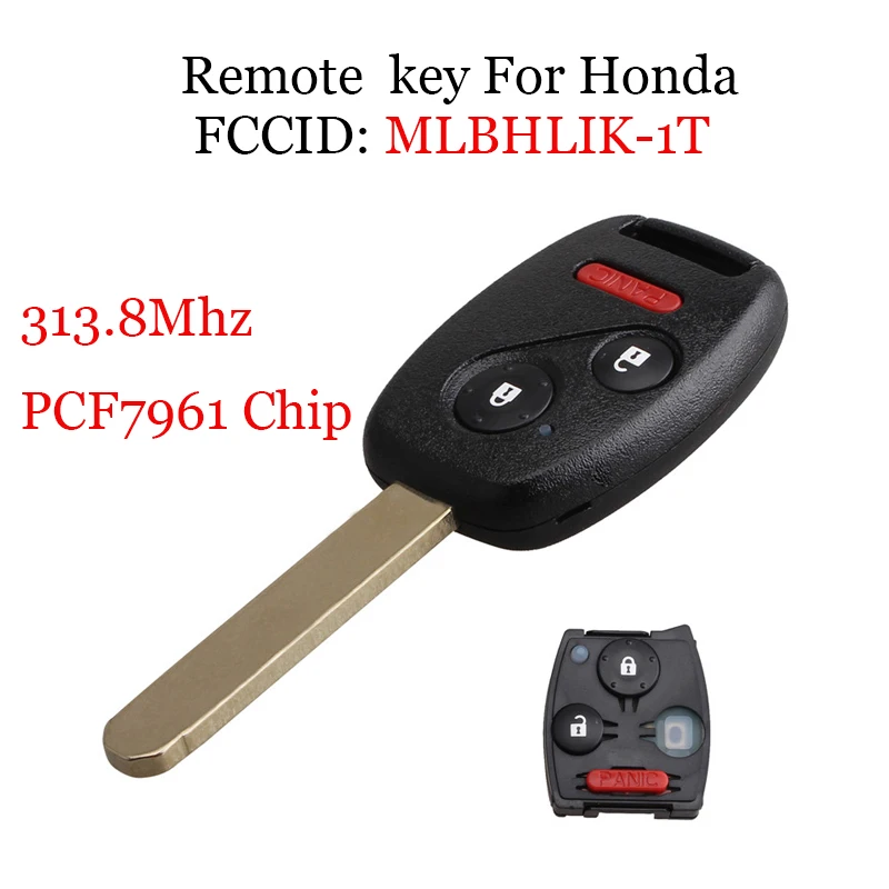 313.8Mhz 2+1 Panic Button Remote Key for For Honda CRV CR V Fit Insight