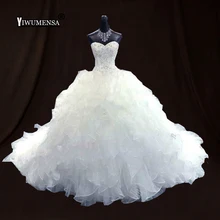 Vestido De Noiva роскошное бальное платье свадебное платье платья для возлюбленной корсет с оборками из органзы с собора, на шнуровке, для невесты платье