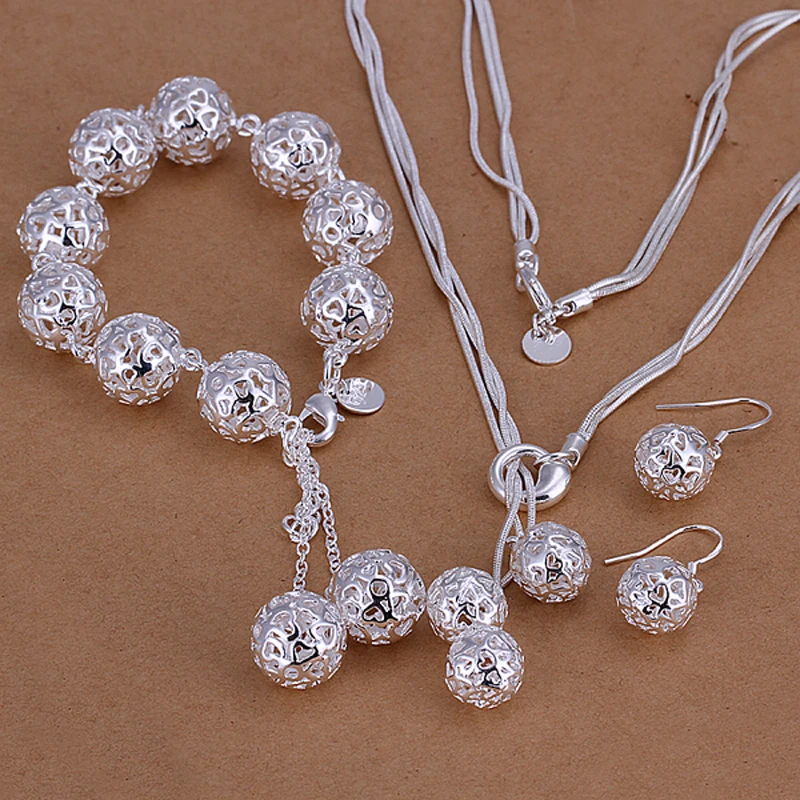Sets Silver Plated Sets Silver Fashion Jewelry Sets Balls Jewelry Wholesale Free Shipping acbv