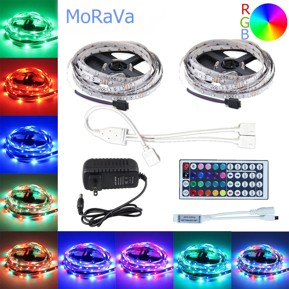 5 м 10 м 15 м Светодиодная лента 12 в 60 светодиодный s/m RGB световой шнур SMD 2835 гибкая светодиодная лампа многоцветный светодиодный шнур+ светодиодный контроллер+ адаптер