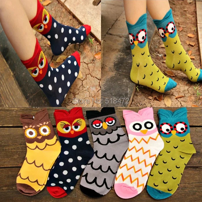 

Hot!! Famous hero OWL 3D cartoon socks good quality comfortable cotton socks women lovely style harajuku meias soks