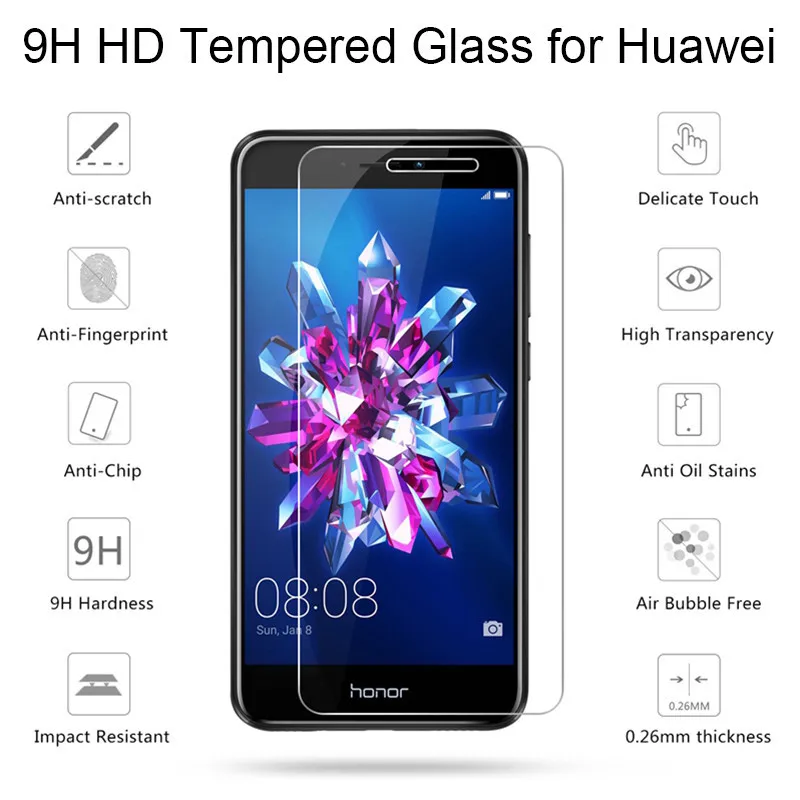 9H закаленное стекло для Huawei Honor 6A 6X 7X 7A 7C pro Защита экрана 7 8c 9 lite V9 Защитная
