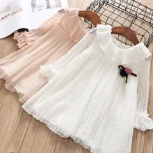 Новинка года весенне-летнее милое платье для девочек Одежда для девочек нарядное платье принцессы с расклешенными рукавами для От 2 до 6 лет, одежда для детей