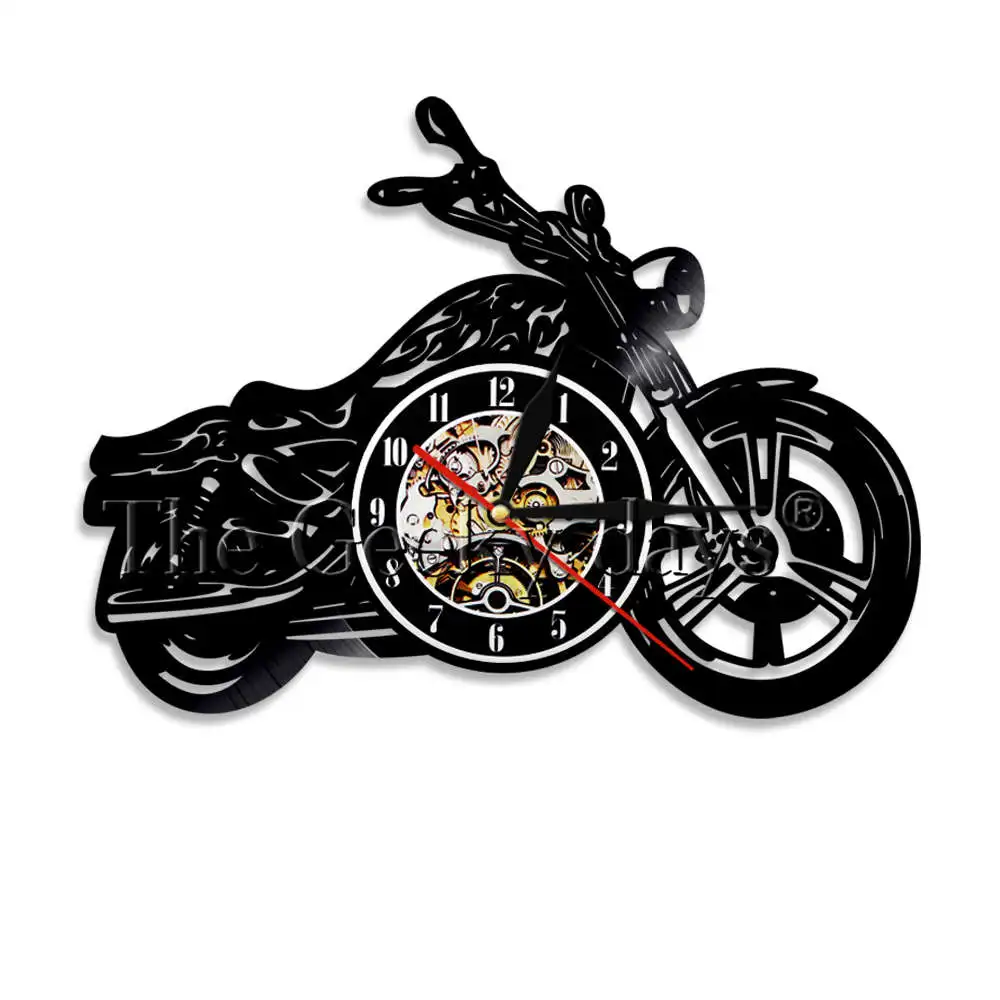 Мотоцикл 3D настенные часы мотоциклетные Спортивные Гонки Скорость гонщиков Виниловая пластинка настенные часы время часы подарок для мотоциклетных фанатов - Цвет: Without LED Light