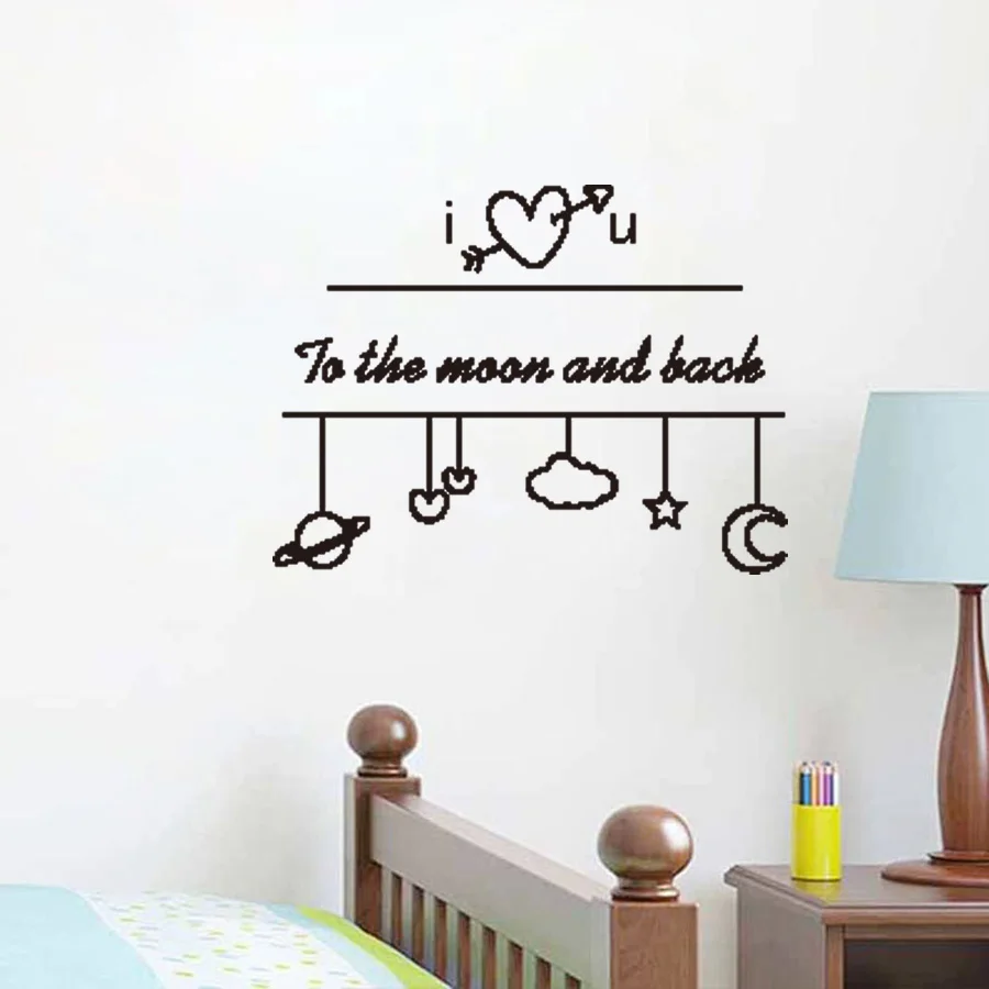 Wall Sticker I Love You To The Moon And Back Wall Decal Quote Kids Room Decor Decals  For Nursery  Childrens Bedroom Love Quote (2)