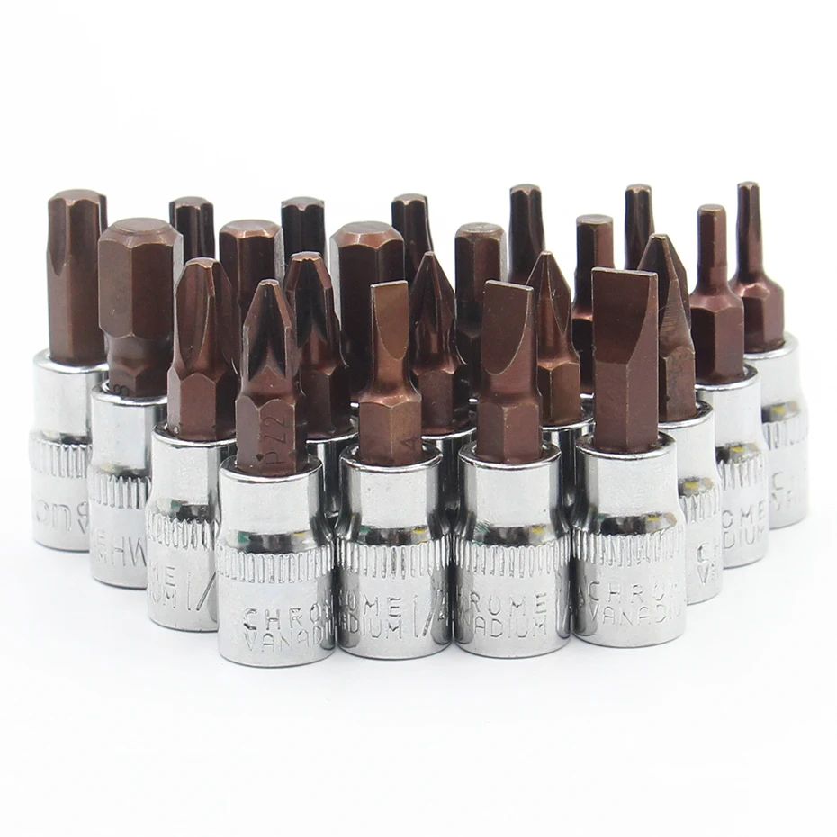 

22pcs 1/4 Inch Phillips Star type Hexagon Slotted Screwdriver Bit Drive Socket Hand
