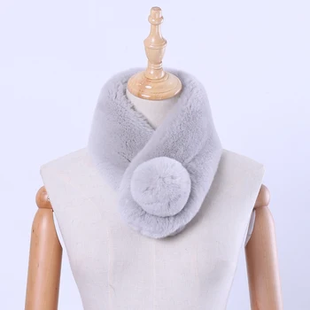 

Genuine Rex Rabbit Fur Women's Winter Warm Real Fur Scarf Wraps Lovely Girl's Mufflers Snood Scarves Skiing Bandelet Soft Solid