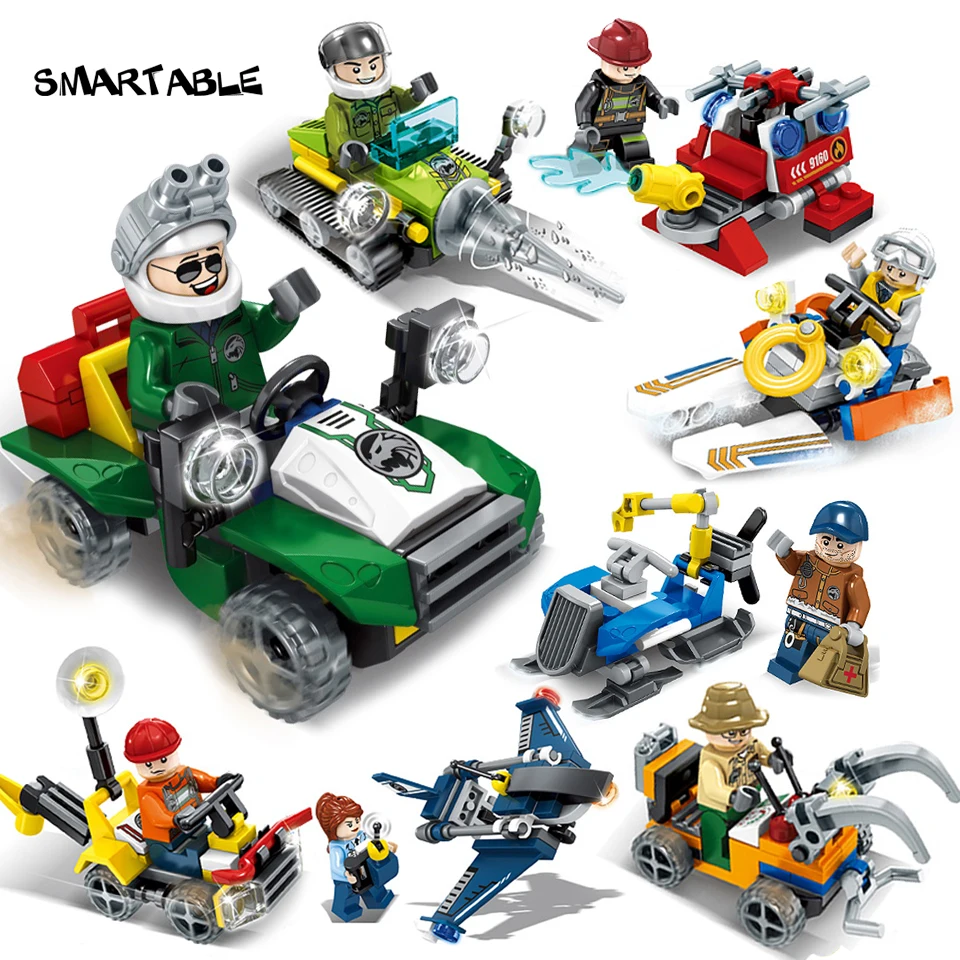 

Smartable 8pcs City Car Boat Aircraft Building Blocks Set New Arrive Toys For Kids Compatible City Traffic Model Figure