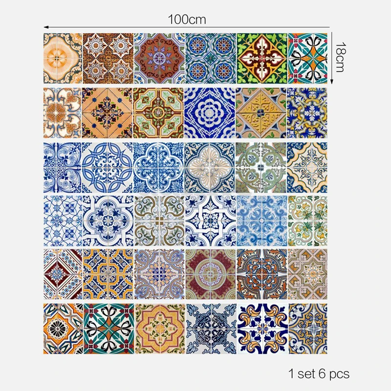 6Pcs/Set Retro Waterproof 3D Print Stair Sticker Wall Tile Decals for Home Living Room Decoration DIY Wall Sticker Art Decals
