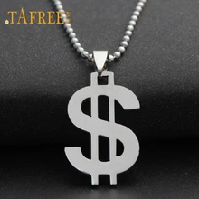 TAFREE доллар США ожерелье Кулон бусина из нержавеющей стали цепь для женщин и мужчин хип хоп ювелирные изделия SQ042