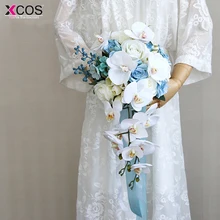Сине-белые Винтаж Искусственные цветы Водопад для свадебных букетов букеты phalaenopsis букет невесты De Mariage