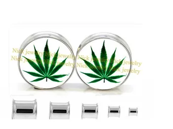 

Brand new 6-25mm stainless steel double flare pot leaf ear plug gauges ear expander body jewelry 60pcs/lot NJSD-021