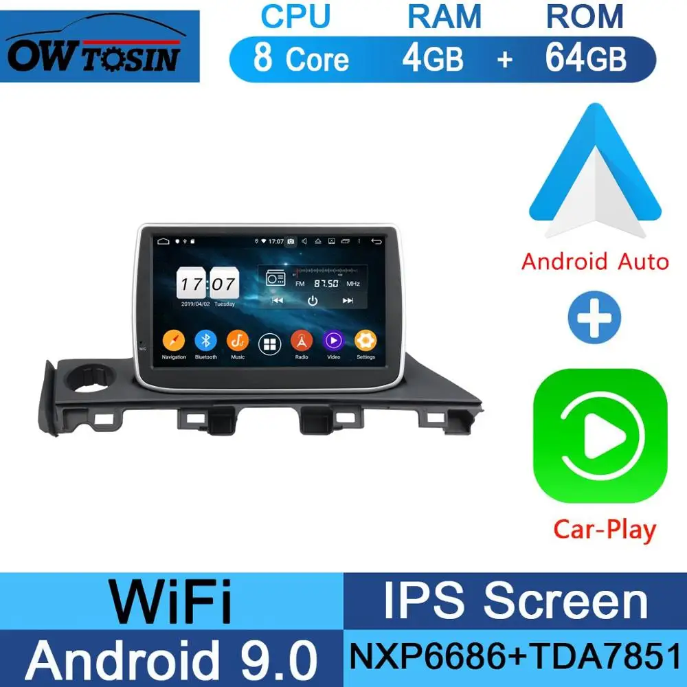 " ips 8 Core 4G ram+ 64G rom Android 9,0 автомобильный DVD навигационный GPS радиоприемник для Mazda 6 III 3 GJ Atenza мазда6 DSP CarPlay - Цвет: 64G CarPlay Android