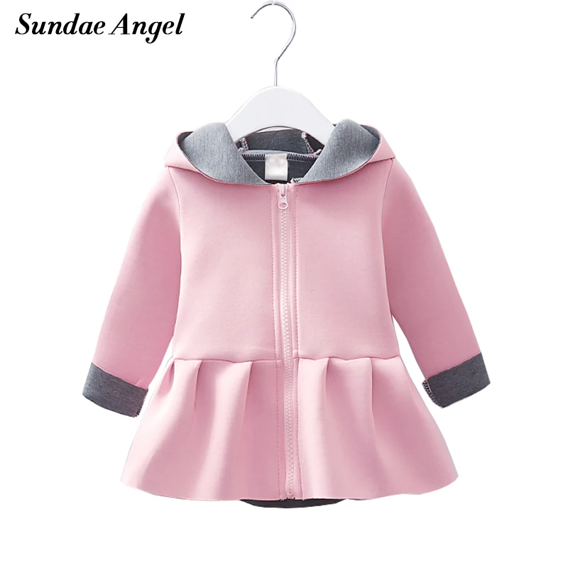 Sundae Angel/зимнее пальто для маленьких девочек с капюшоном и длинными рукавами, с кроличьими ушками, для детей, осенние куртки для девочек, верхняя одежда