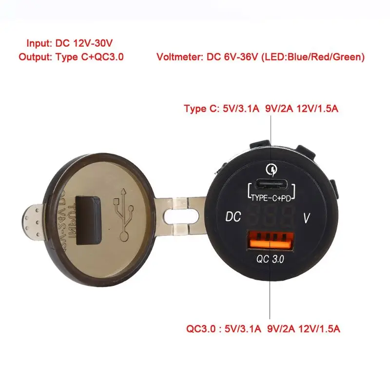 36 W USB شاحن سيارة سريعة تهمة QC 3.0 نوع C PD سريع الهاتف المحمول شاحن آيفون X XR 8 ذاكرة فلاش 3 اللون