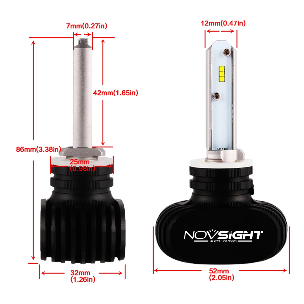 Novsight светодиодный H11 H7 H4 H1 8000LM 50 Вт 6500 к автомобильный головной светильник H3 9005 9006 880 881 Автомобильная Противо-Туманная светильник лампочка