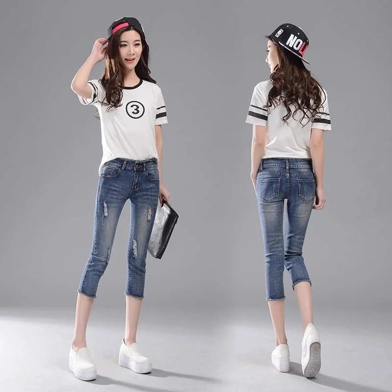 2018 Spring Summer High Waist Jeans Women Calf-Length Woman Skinny Feminino Capris Jeans Femme Short Denim Summer Pants 2018 Spring Summer High Waist Jeans Women Calf-Length Woman Skinny Feminino Capris Jeans Femme Short Denim Summer Pants