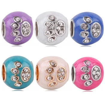 

dodocharms Footprints Dog Love Mom Heart Shape Beads Fit Pandora Bracelets Charms Silver Color Original Berloque Valentine's